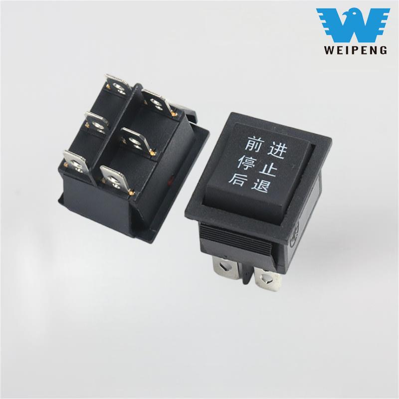 KCD4 Black 31*25mm 6-kolíkový 3-polohový 16A 250V kolískový prepínač