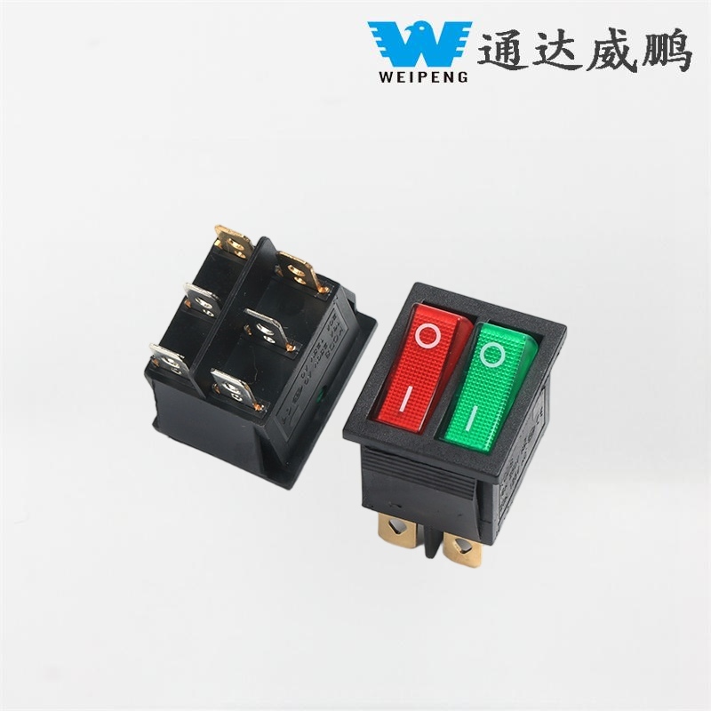 Kcd4 Double Rocker Boat Switch 6 pins s červeným a zeleným svetlom