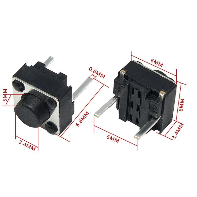 Vertikálny dotykový tlačidlový spínač s dvomi kolíkmi 6*6*5 Micro-Motion