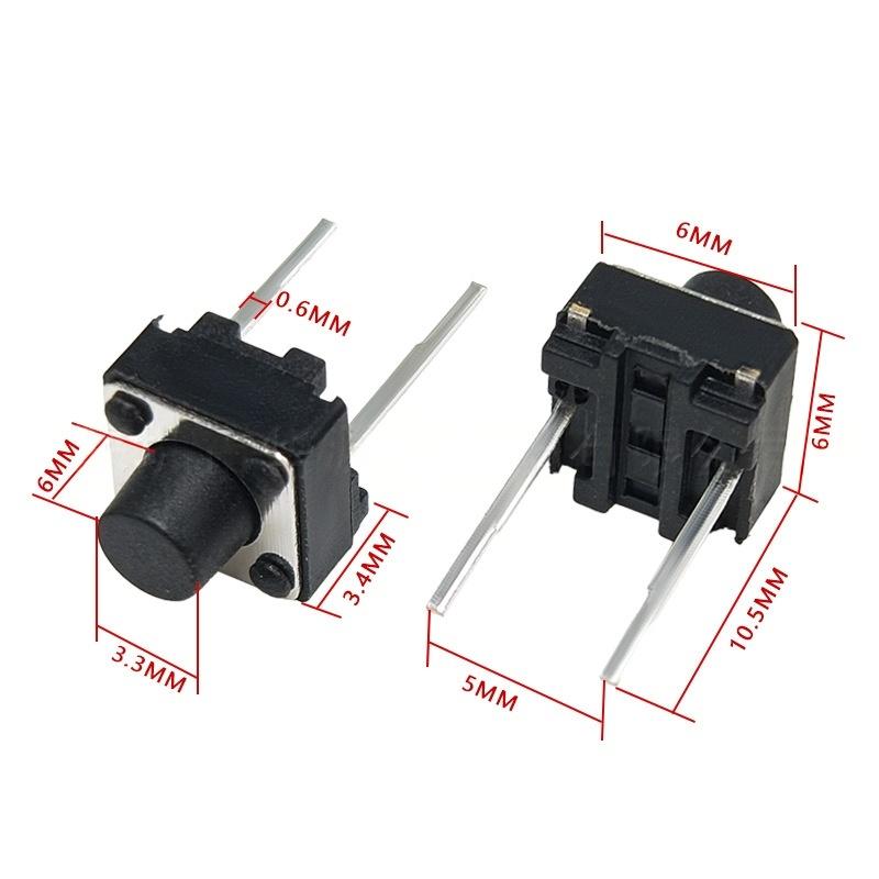 Vertikálny dotykový tlačidlový spínač s dvomi kolíkmi 6*6*6 Micro-Motion